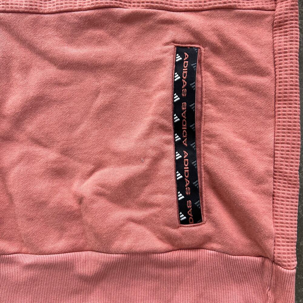 Adidas Waffle Knit Colorblock Crewneck Pullover Salmon Pink Large - Picture 2 of 9